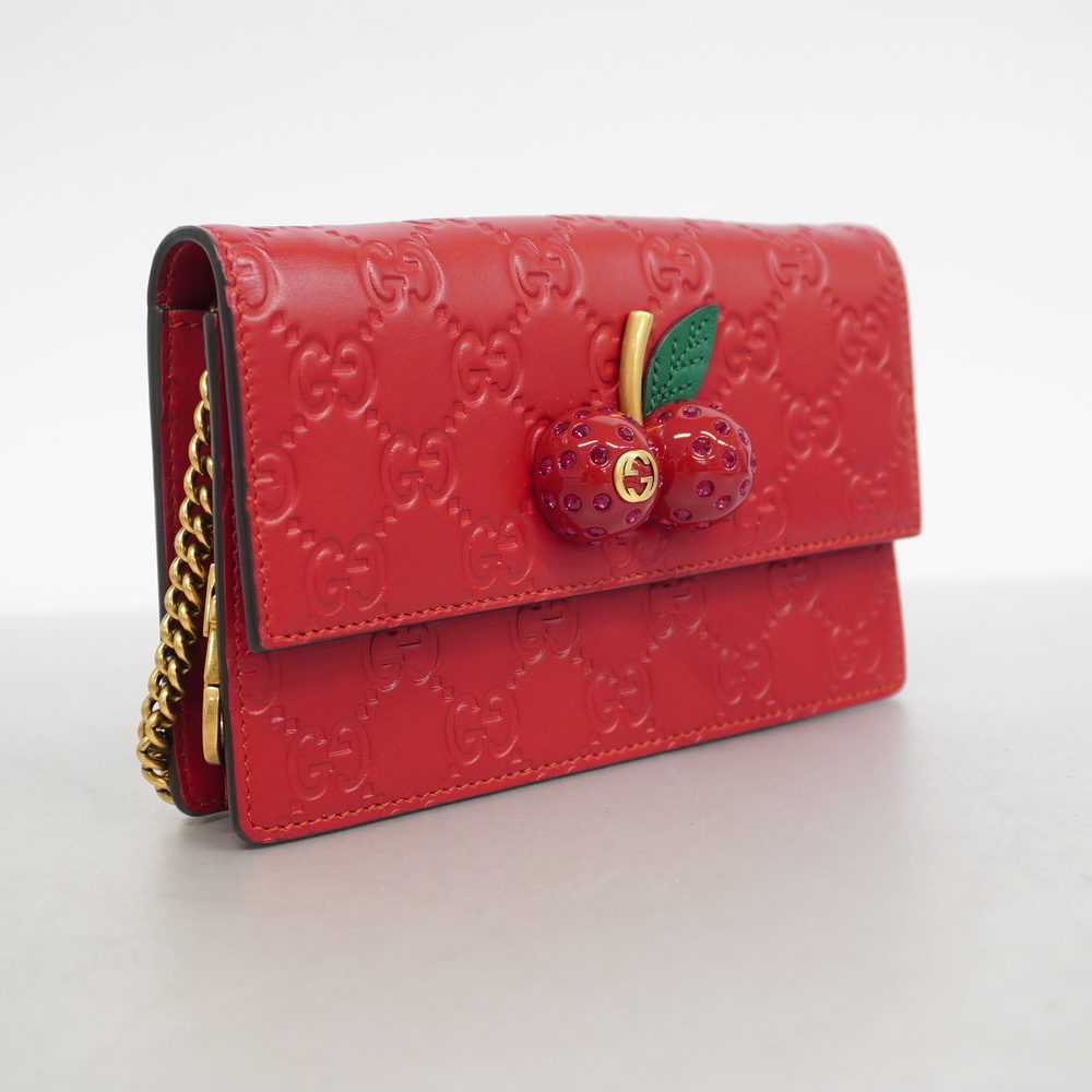 Auth Gucci Guccissima cherry mini chain shoulder 481291 Women's Leather Shoul... - Picture 2 of 8